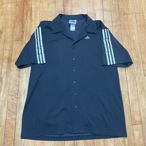 Adidas Men's Black Shirt with Striped Sleeves
